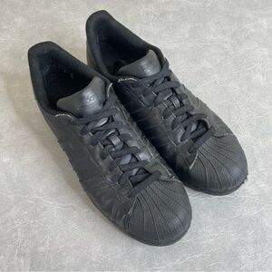 Adidas Black Leather Superstar Sneakers